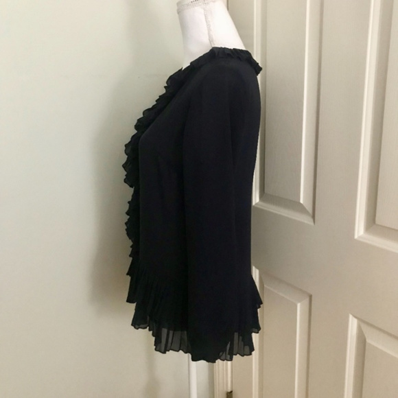 { Banana Republic } Navy Blue Ruffle Sheer Top - Picture 2 of 4